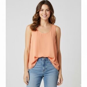 Mossimo Orange Split Back Tank Top M | Flowy Lightweight Summer Top